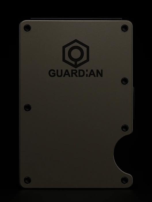 Cartera minimalista de aluminio Guardian negra con diseño ultradelgado