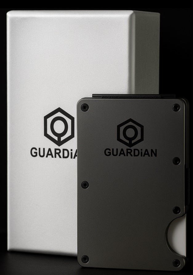 Cartera gris oscuro con caja para regalo protección RFID