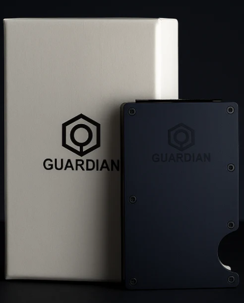 Cartera minimalista de aluminio Guardian negra ultraligera