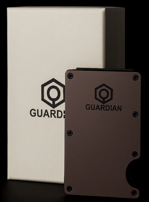 Cartera slim Guardian marrón de aluminio con protección RFID integrada