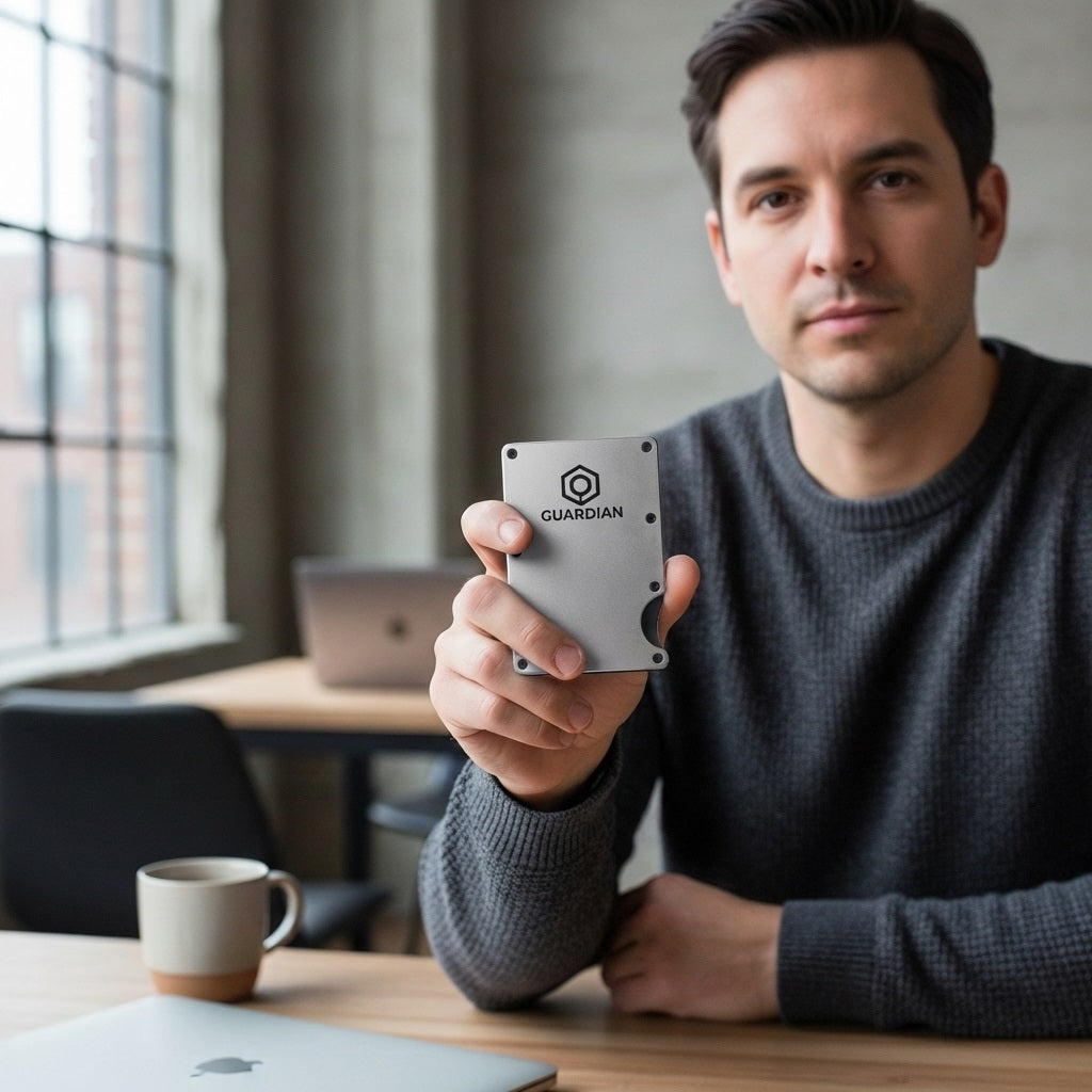 cartera minimalista de aluminio con perfil delgado para hombre lg 04